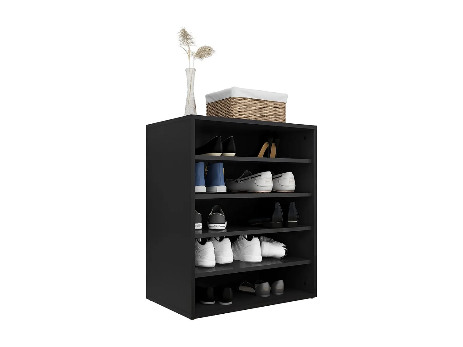 Zapatero negro 60x35x70 cm Madera contrachapada