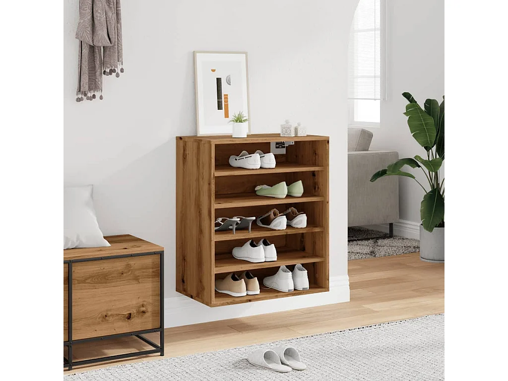 Armoire à chaussures chêne artisanal bois d'ingénierie