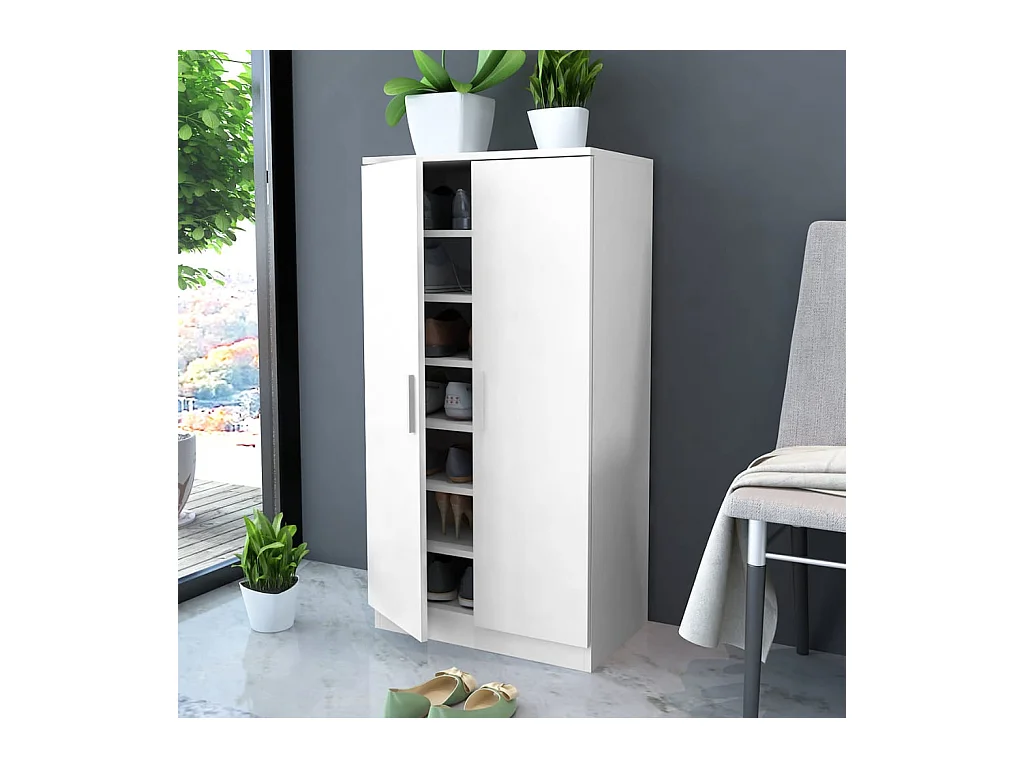 Meuble à chaussures 7 étagères blanc