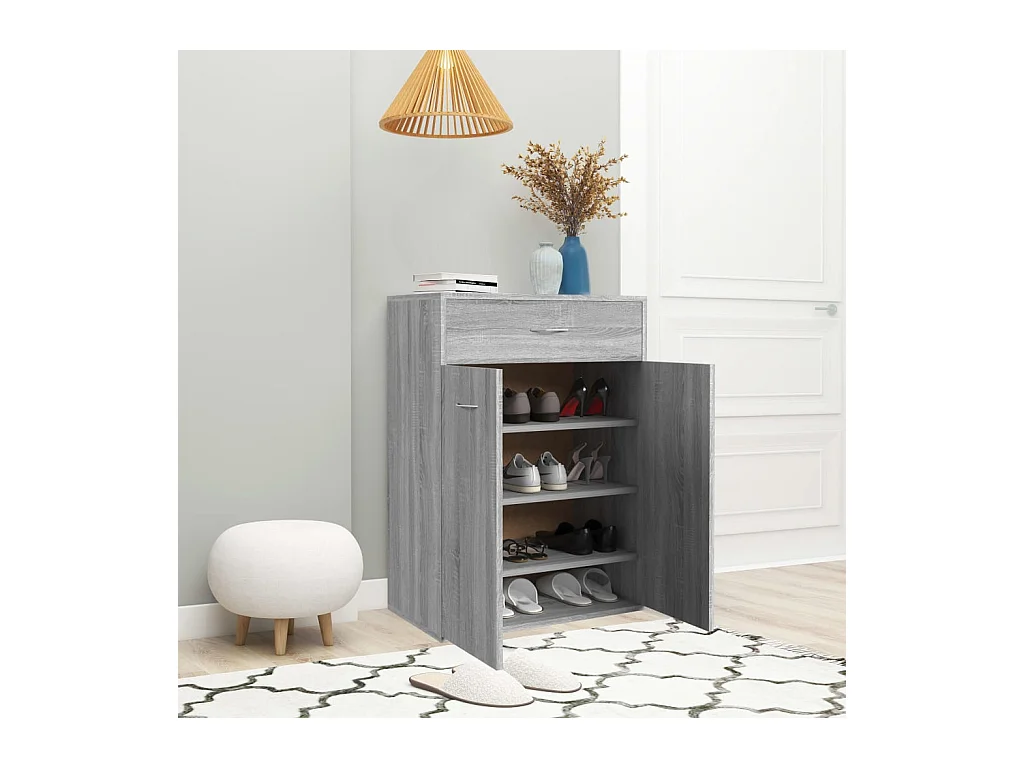 Scarpiera Sonoma grigia 60x35x84 cm in legno ingegnerizzato