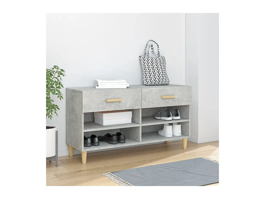 Armoire à chaussures Gris béton 102x35x55 cm Bois d'ingénierie