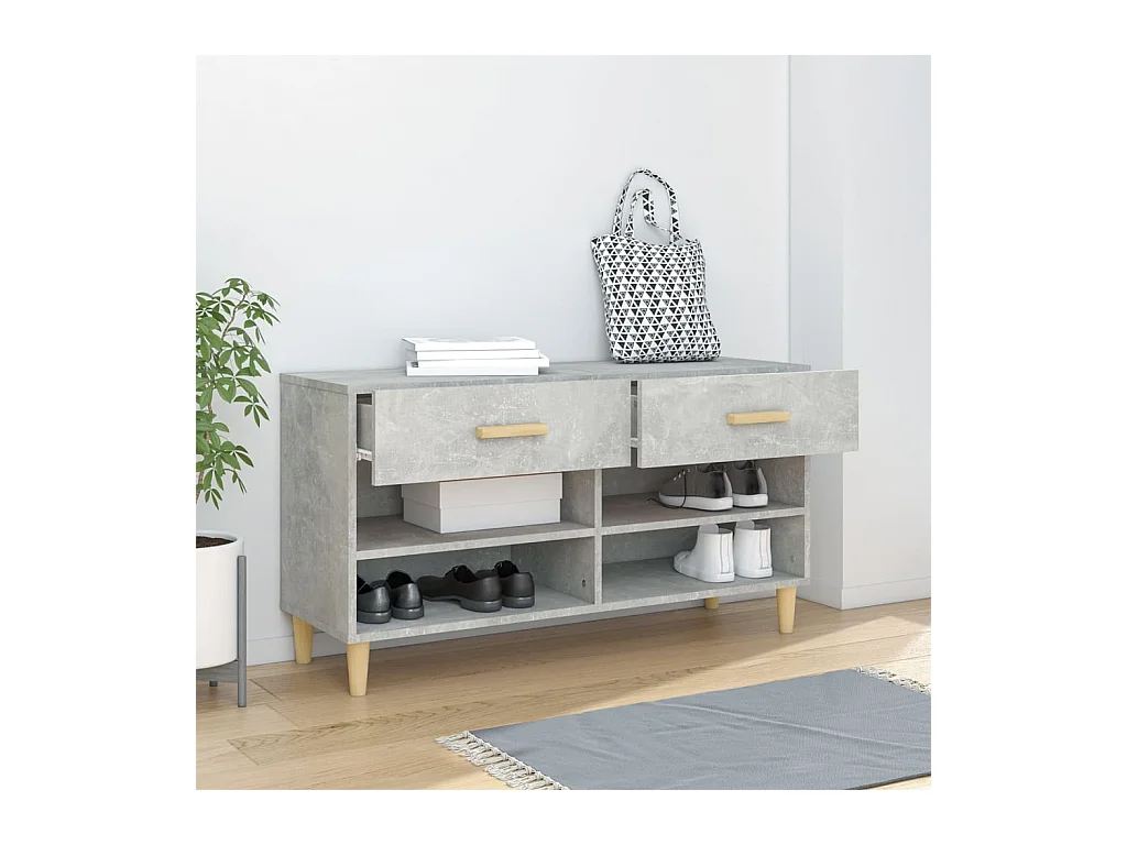 Armoire à chaussures Gris béton 102x35x55 cm Bois d'ingénierie