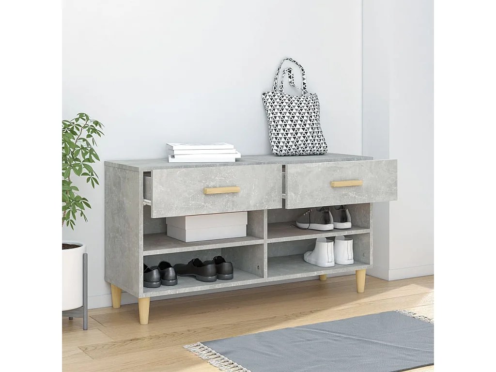 Armoire à chaussures Gris béton 102x35x55 cm Bois d'ingénierie