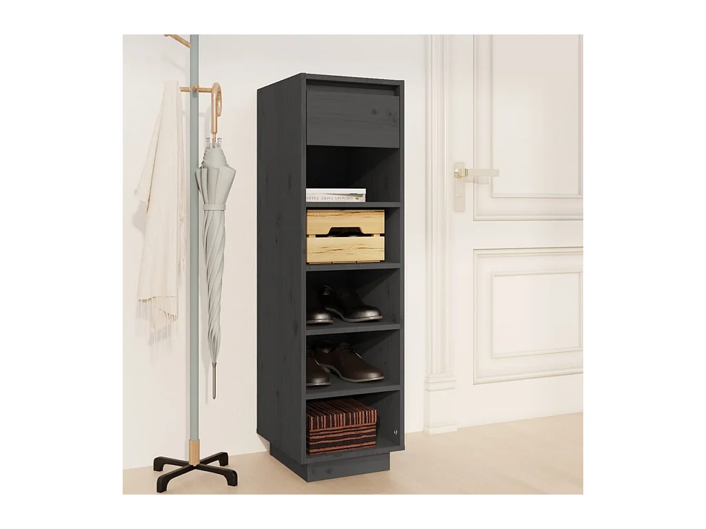 Grijze schoenenkast 30x34x105 cm massief grenenhout