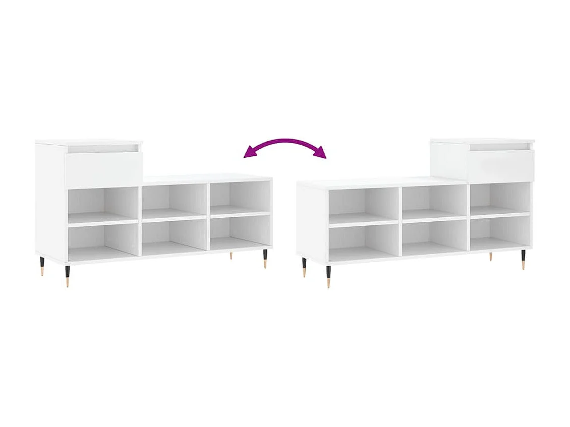 Armoire à chaussures Blanc 102x36x60 cm Bois d'ingénierie