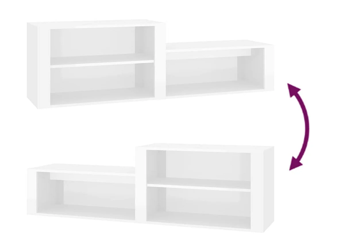 Armoire à chaussure Blanc brillant 150x35x45 cm Bois ingénierie