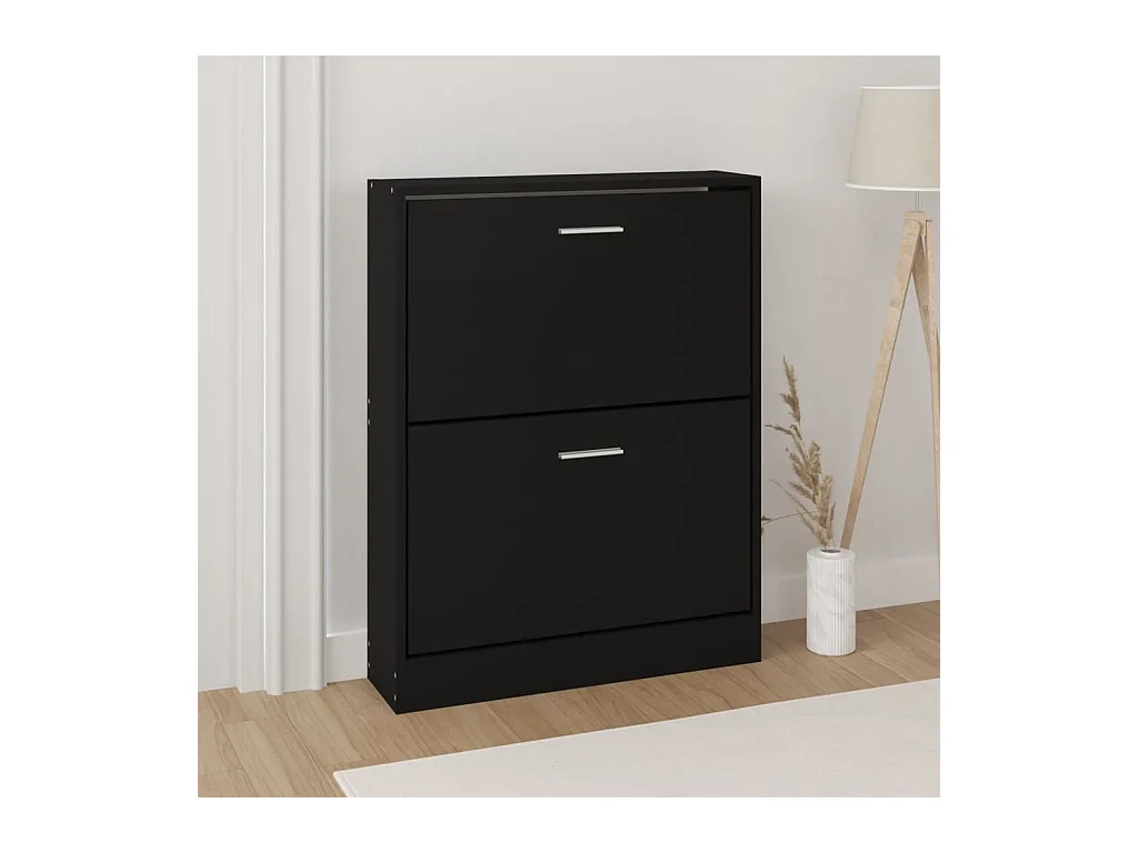 Scarpiera nera 59x17x81 cm Legno ingegnerizzato
