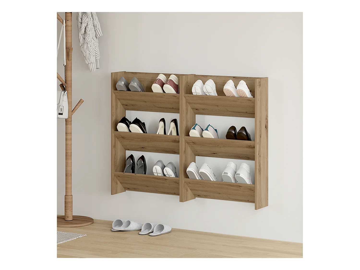 Cabinets à chaussures muraux avec étagère Autre 2 pcs chêne artisanal