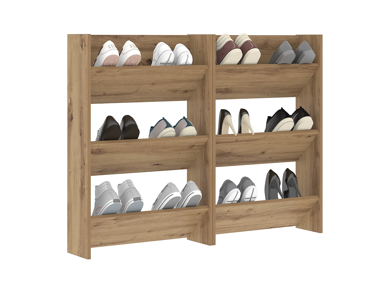 Cabinets à chaussures muraux avec étagère Autre 2 pcs chêne artisanal
