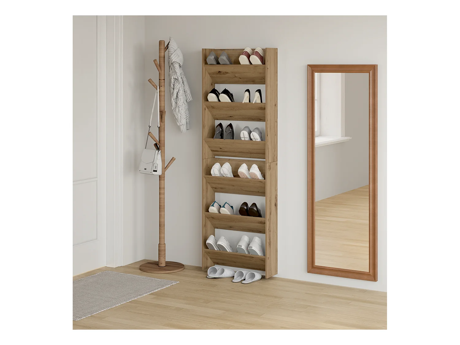 Cabinets à chaussures muraux avec étagère Autre 2 pcs chêne artisanal