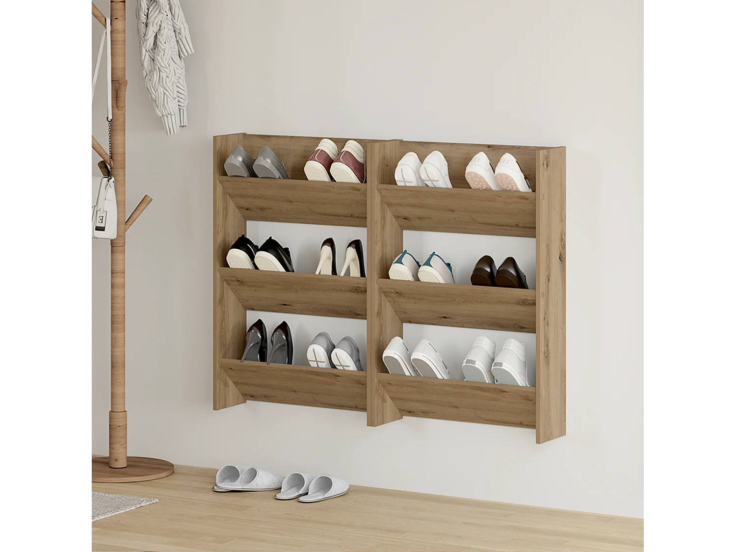 Cabinets à chaussures muraux avec étagère Autre 2 pcs chêne artisanal