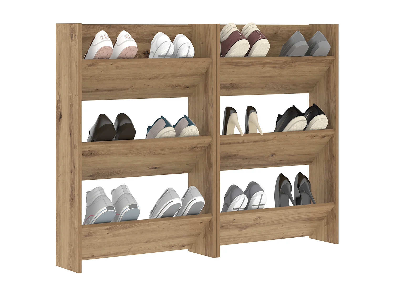 Cabinets à chaussures muraux avec étagère Autre 2 pcs chêne artisanal