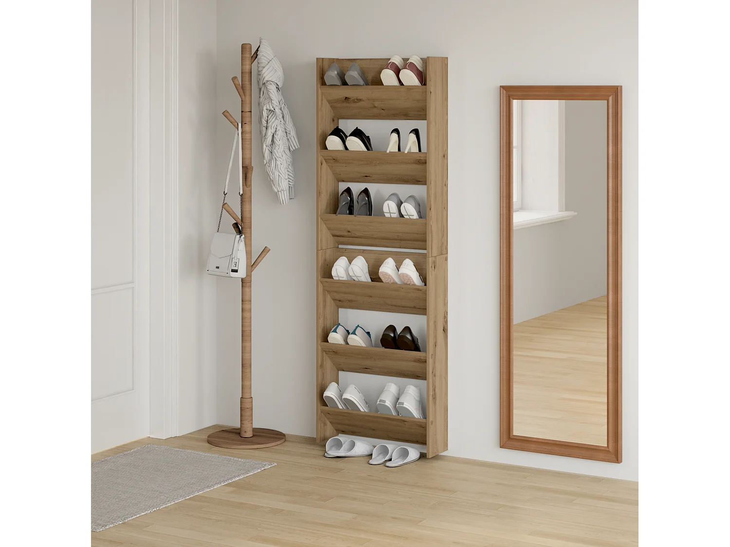 Cabinets à chaussures muraux avec étagère Autre 2 pcs chêne artisanal