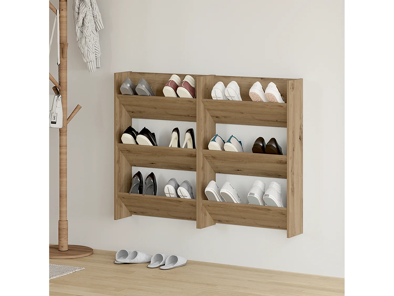 Cabinets à chaussures muraux avec étagère Autre 2 pcs chêne artisanal