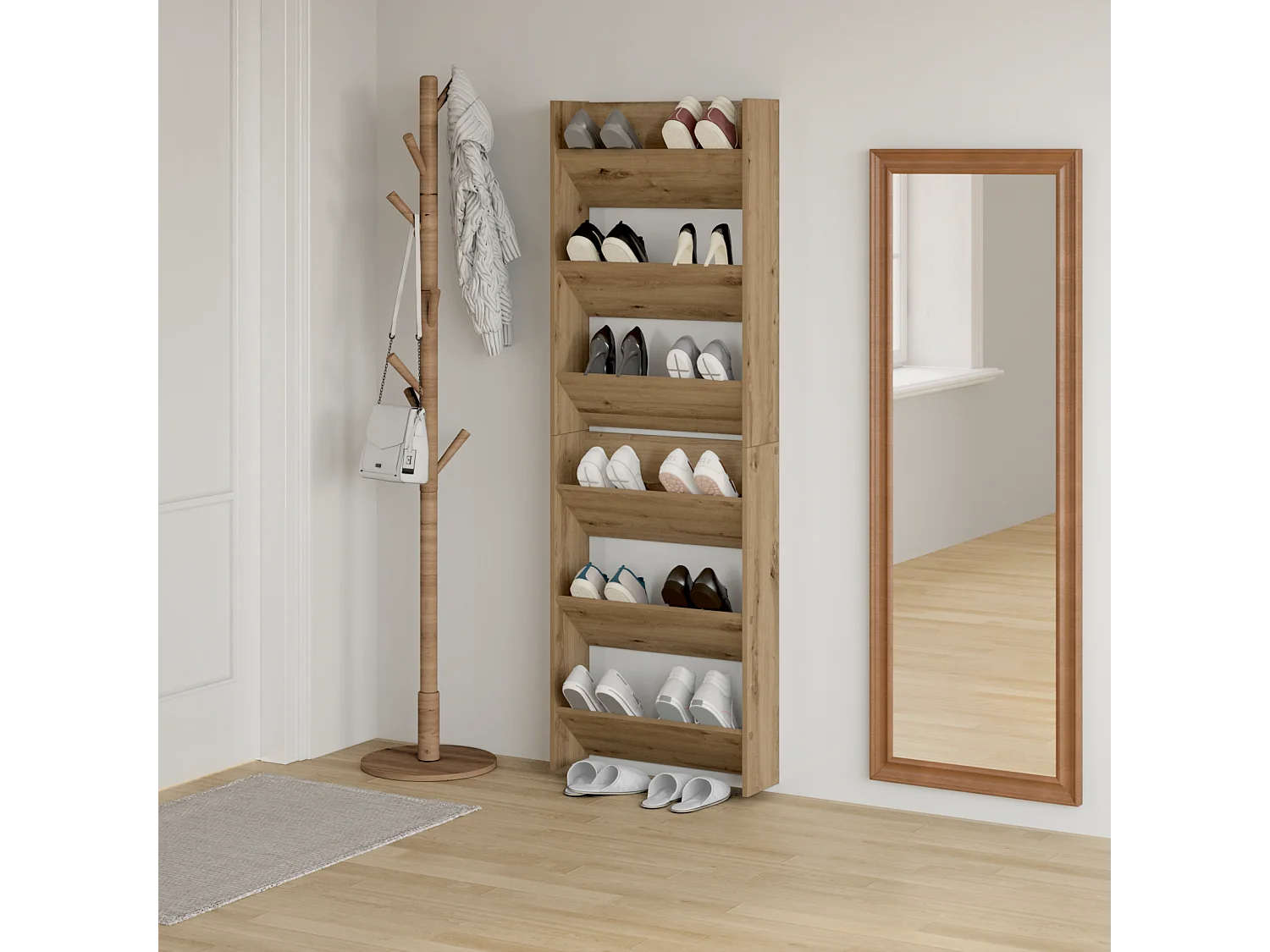 Cabinets à chaussures muraux avec étagère Autre 2 pcs chêne artisanal