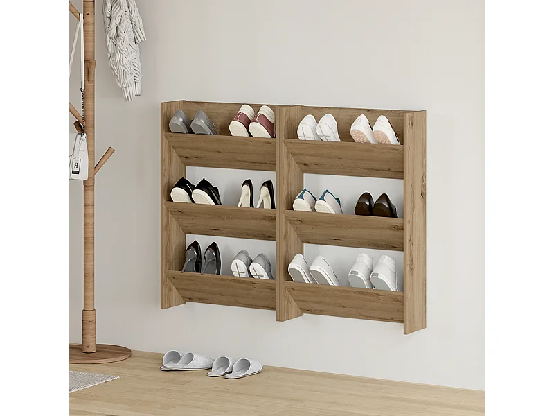 Cabinets à chaussures muraux avec étagère Autre 2 pcs chêne artisanal