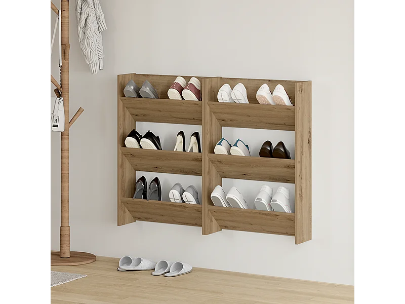 Cabinets à chaussures muraux avec étagère Autre 2 pcs chêne artisanal