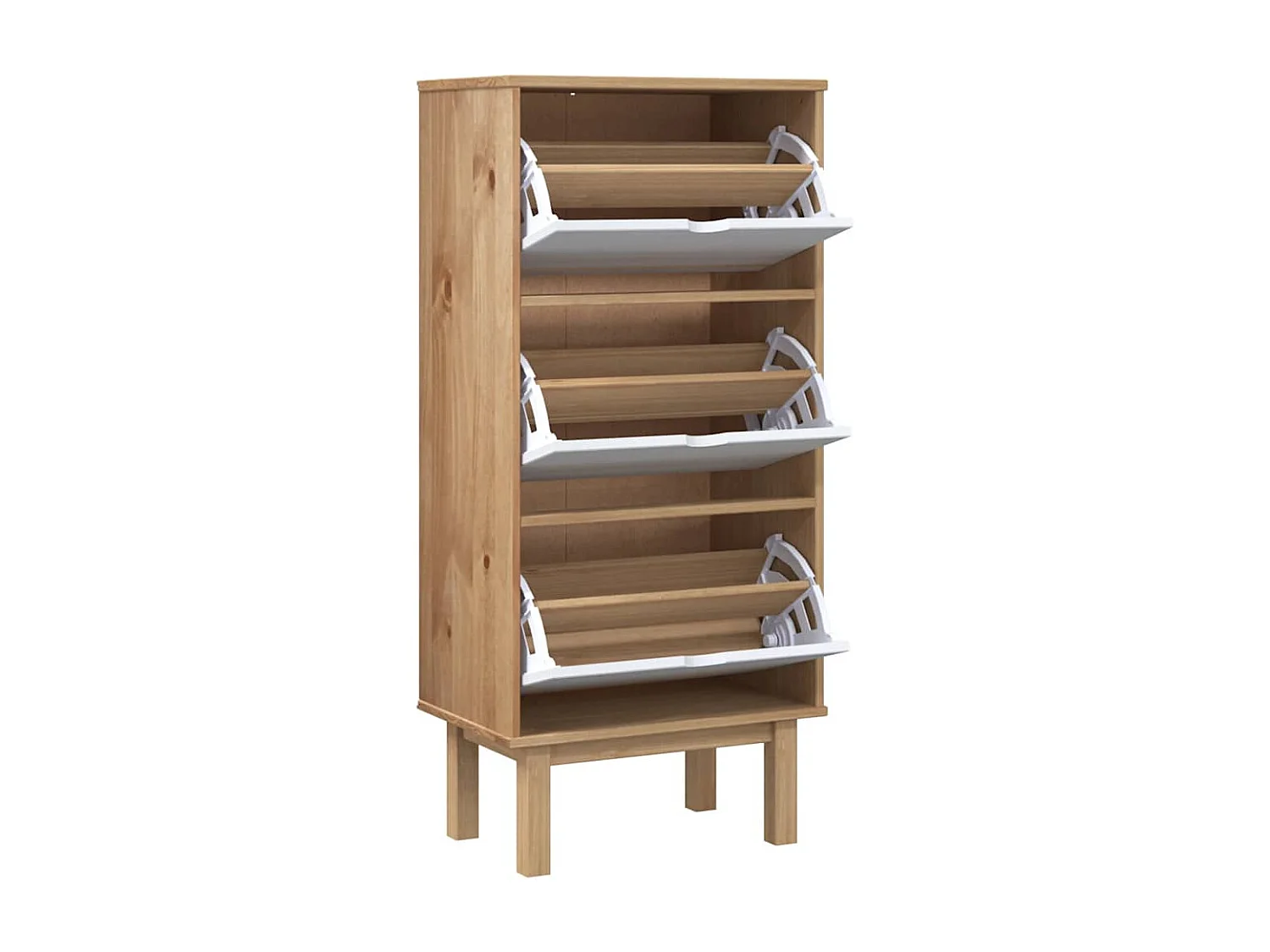 Zapatero con 3 cajones Madera de pino marrón y blanco