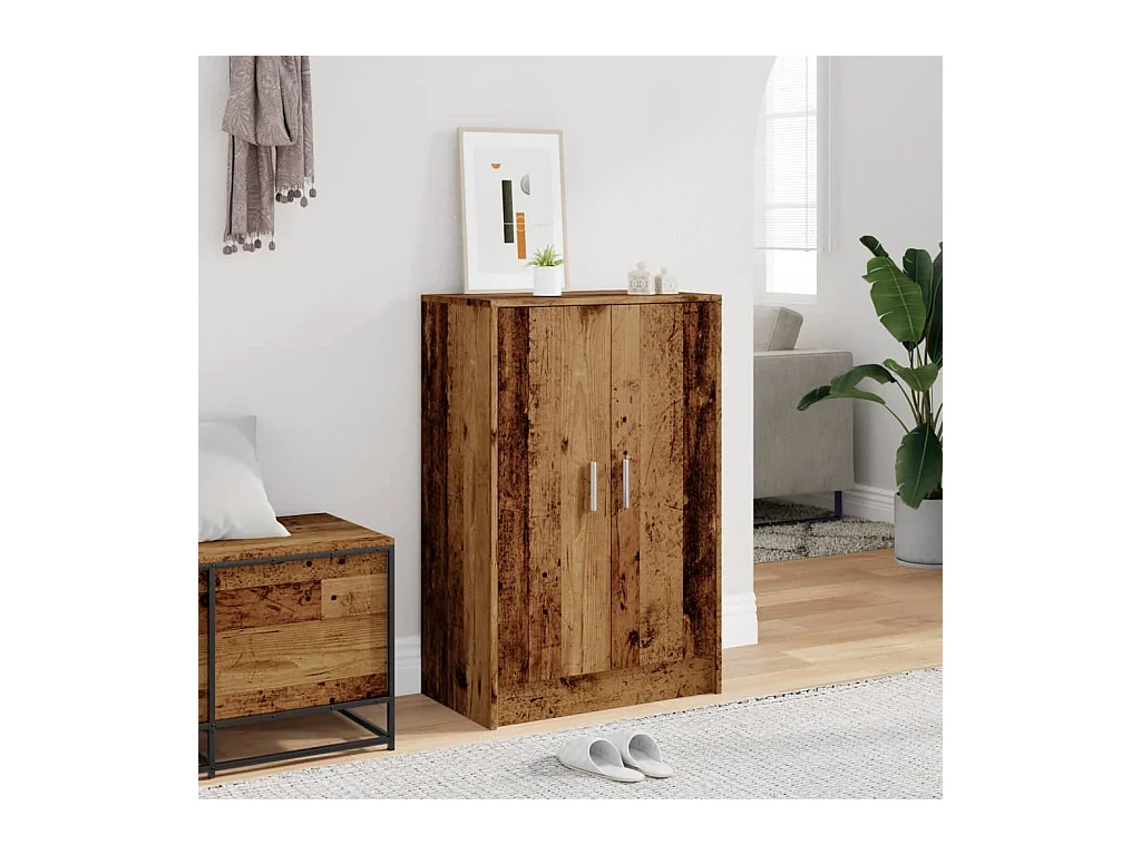 Armoire à chaussures vieux bois 60x35x92 cm bois d'ingénierie