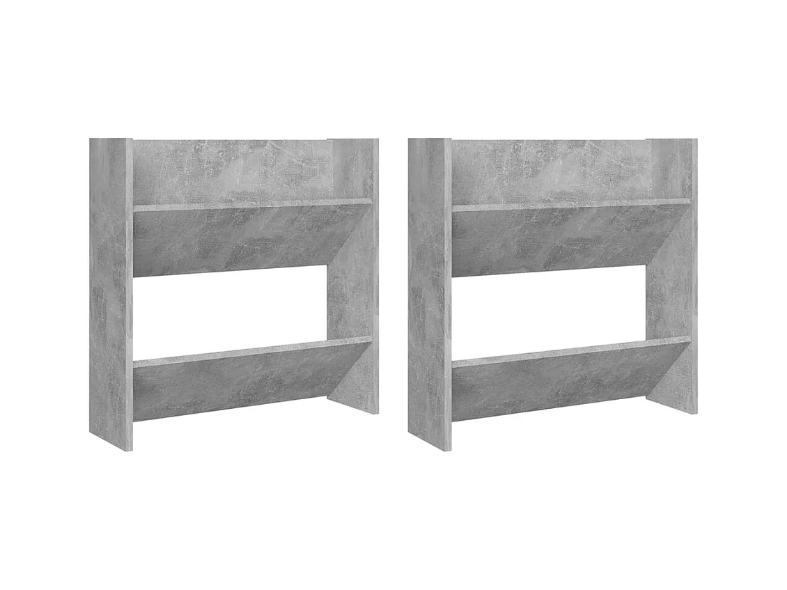 Armoires à chaussures murales 2 pcs Gris béton 60x18x60 cm