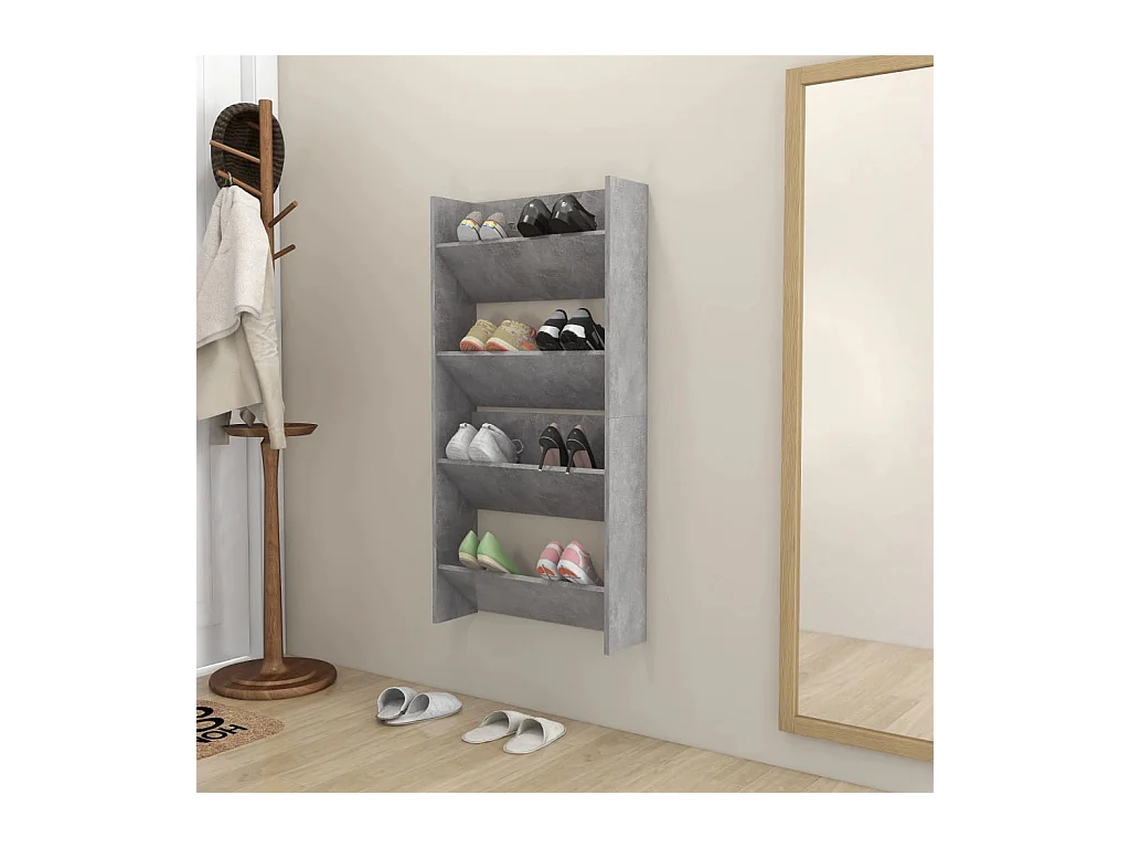 Armoires à chaussures murales 2 pcs Gris béton 60x18x60 cm