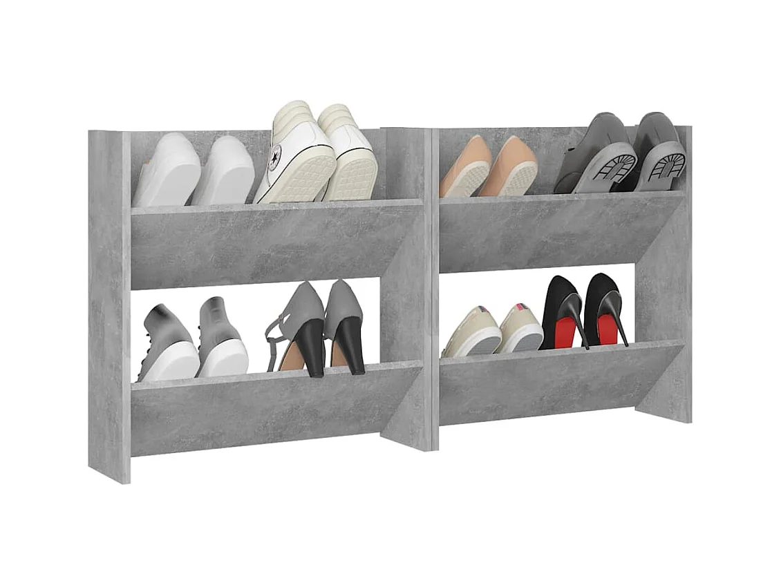 Armoires à chaussures murales 2 pcs Gris béton 60x18x60 cm