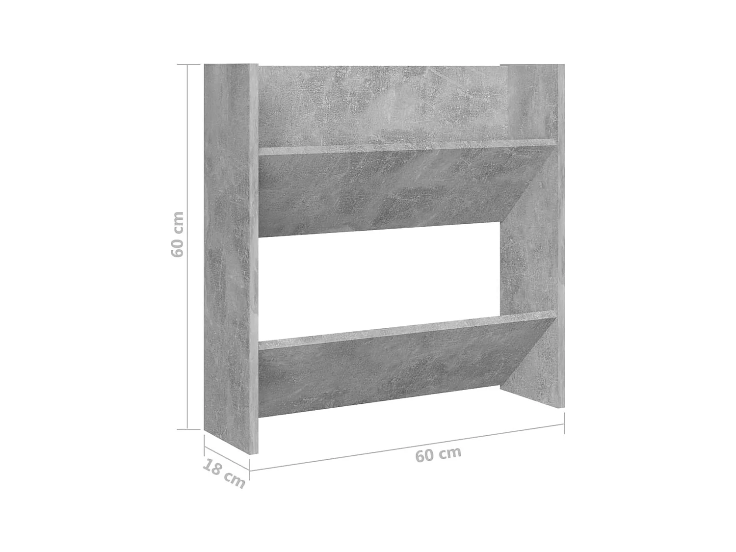 Armoires à chaussures murales 2 pcs Gris béton 60x18x60 cm