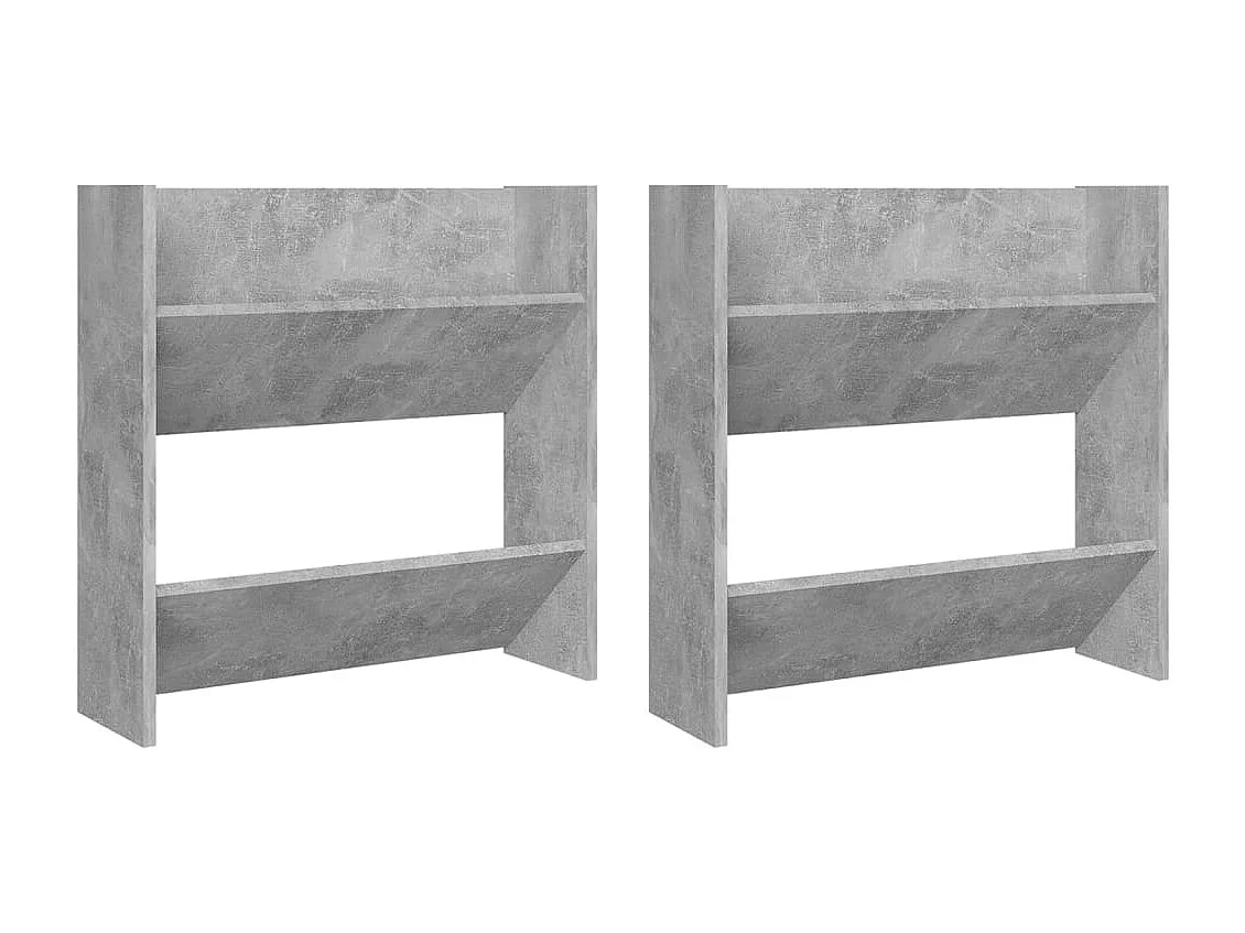 Armoires à chaussures murales 2 pcs Gris béton 60x18x60 cm