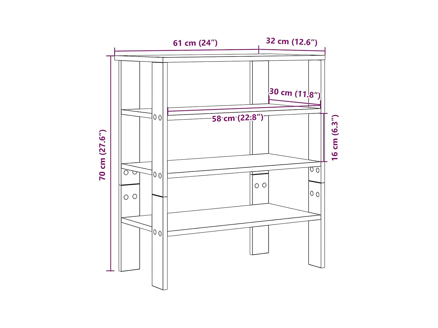 Étagère à chaussures blanc 61x32x70 cm bois d'ingénierie
