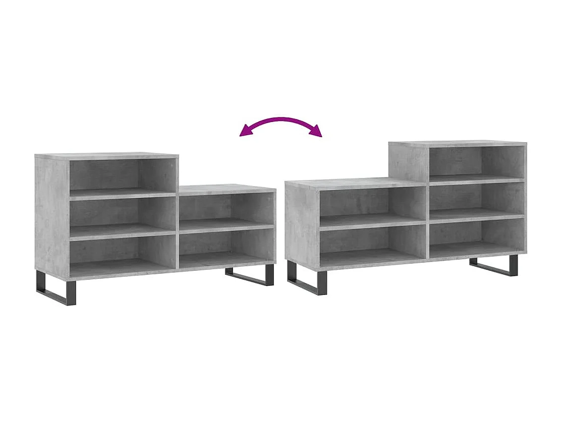 Armoire à chaussures Gris béton 102x36x60 cm Bois d'ingénierie