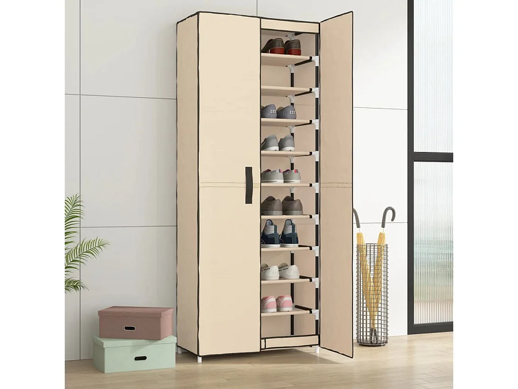 Zapatero Crema 60x30x166 cm Tela