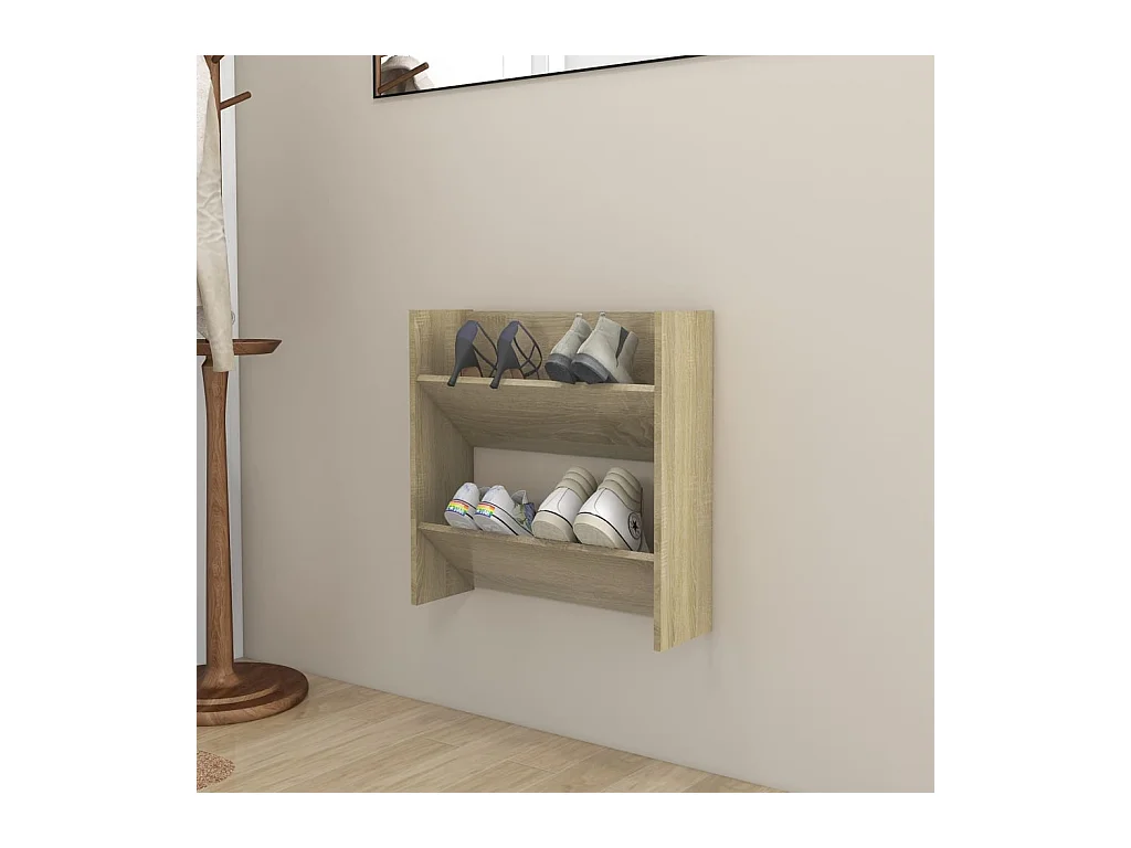 Armoire à chaussures murale Chêne Sonoma 60x18x60 cm Aggloméré