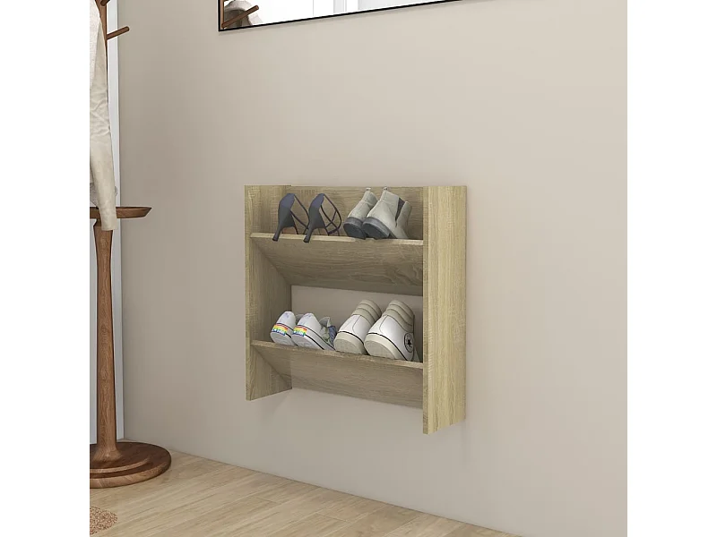 Sonoma Eiken Wandschoenenkast 60x18x60 cm Spaanplaat