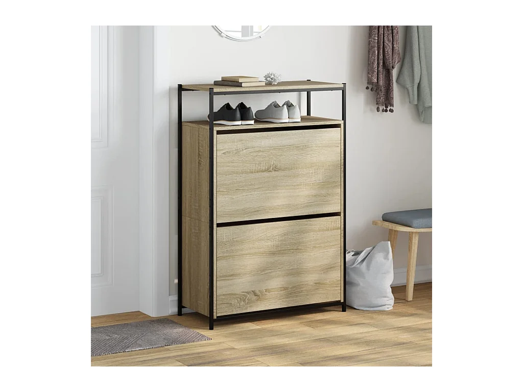 Armoire à chaussures chêne sonoma 75x34x112cm bois d'ingénierie