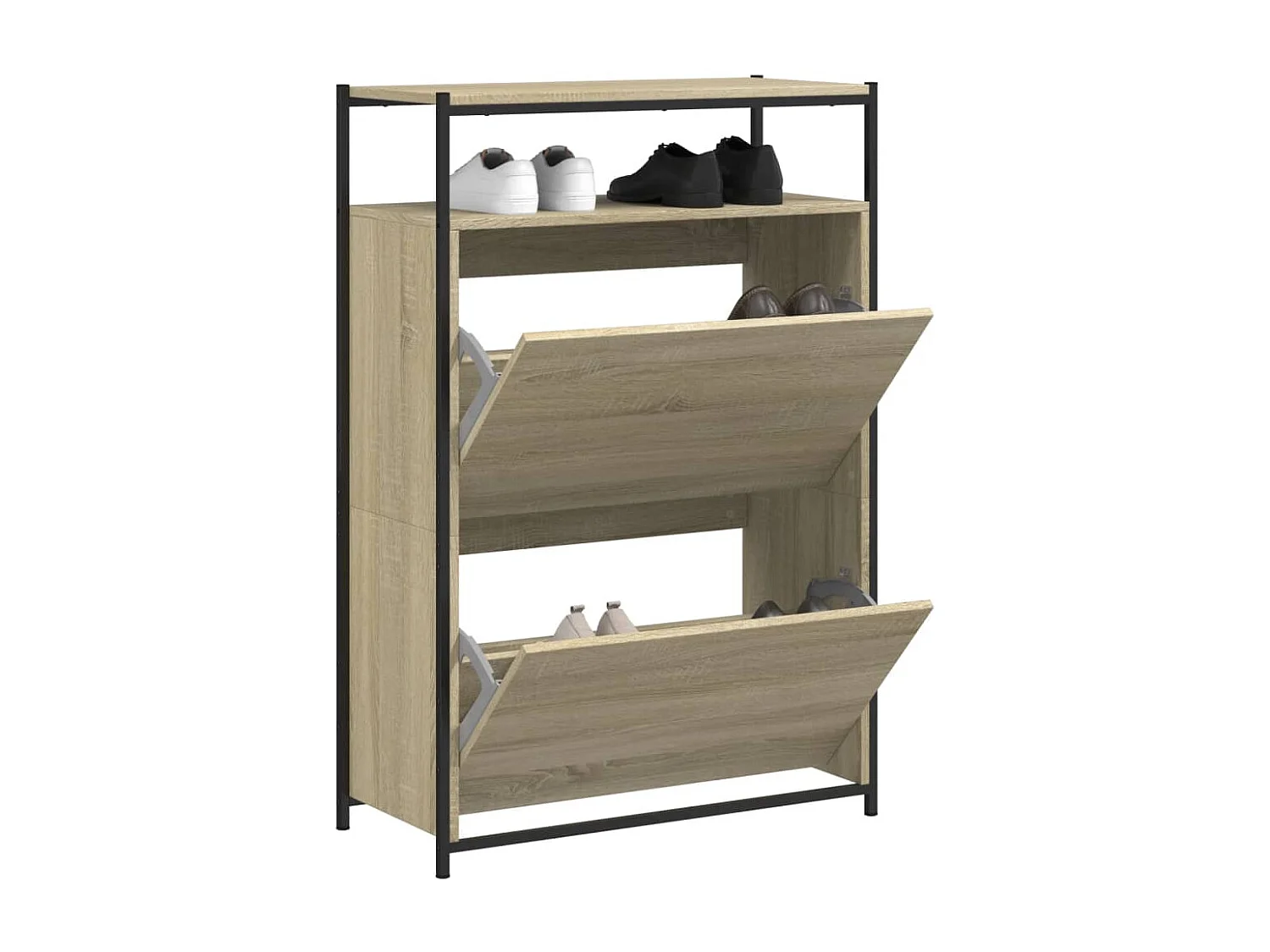 Zapatero de roble Sonoma 75x34x112cm madera de ingeniería