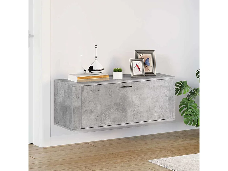 Betongrijze wandschoenenkast 100x35x38 cm