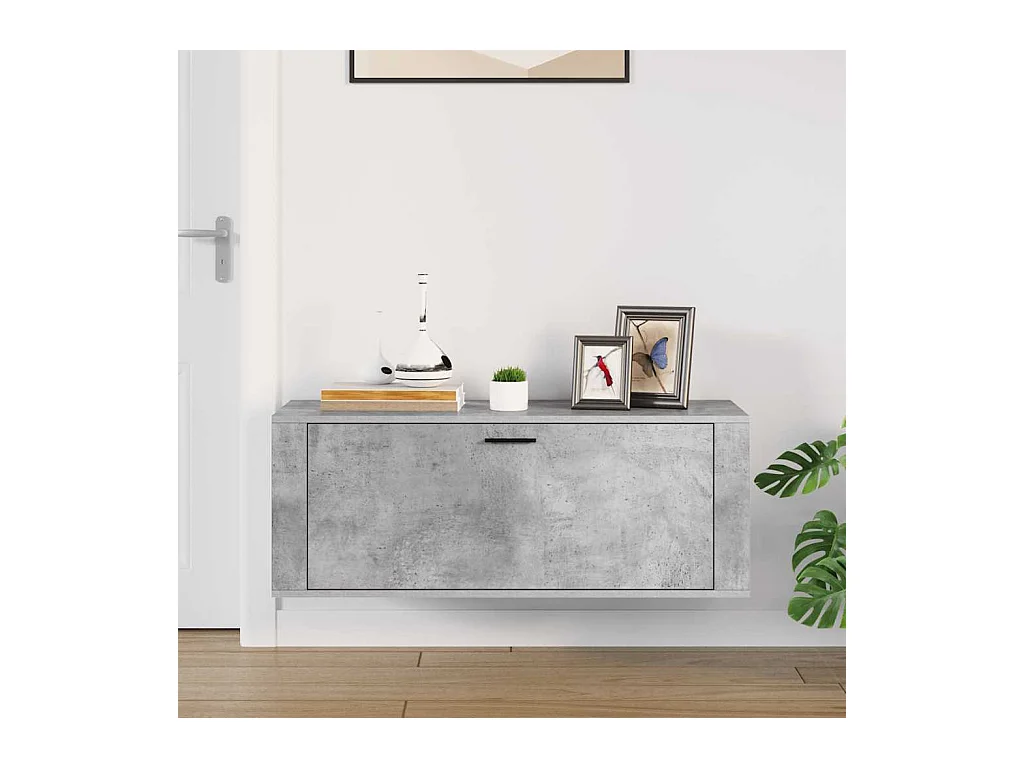 Betongrijze wandschoenenkast 100x35x38 cm