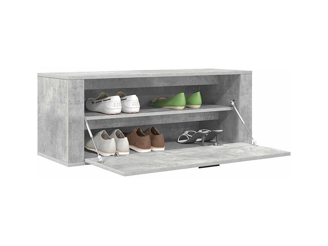 Betongrijze wandschoenenkast 100x35x38 cm