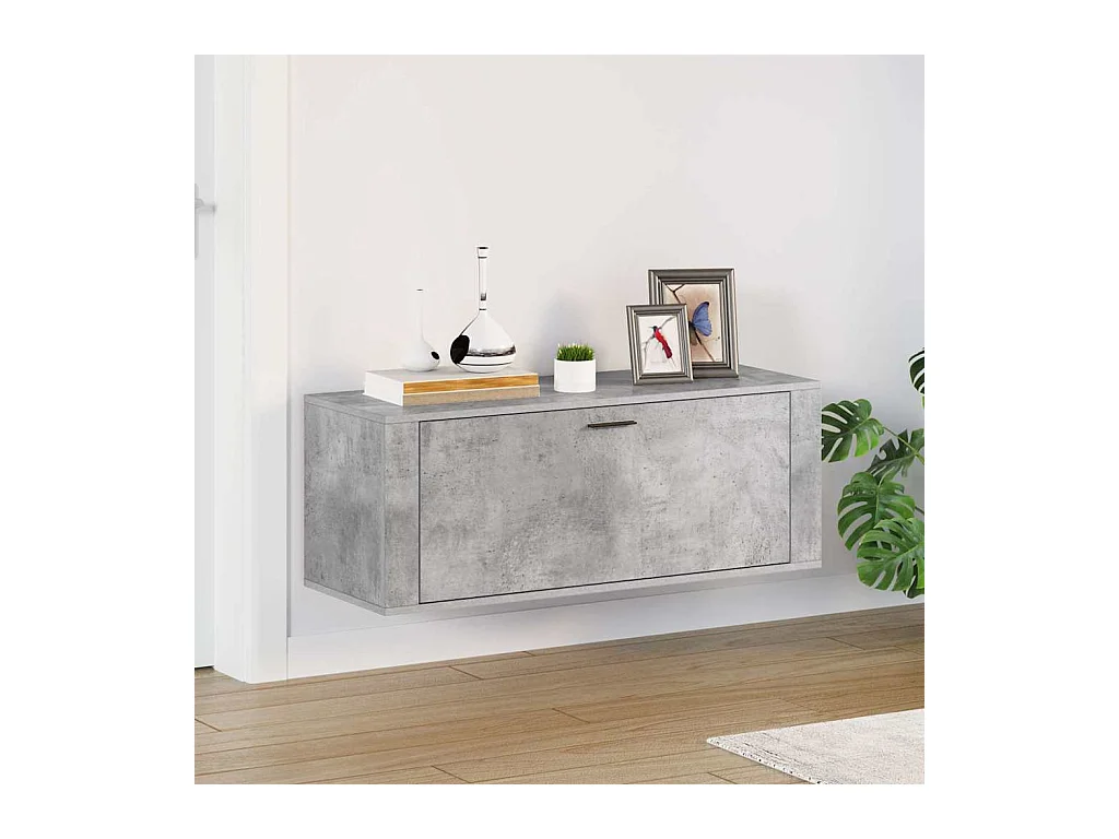 Armoire à chaussures murale Gris béton 100x35x38 cm