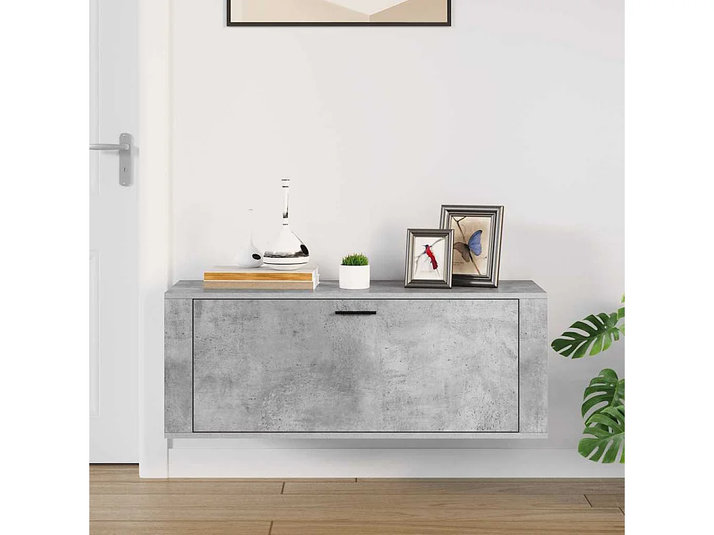 Armoire à chaussures murale Gris béton 100x35x38 cm