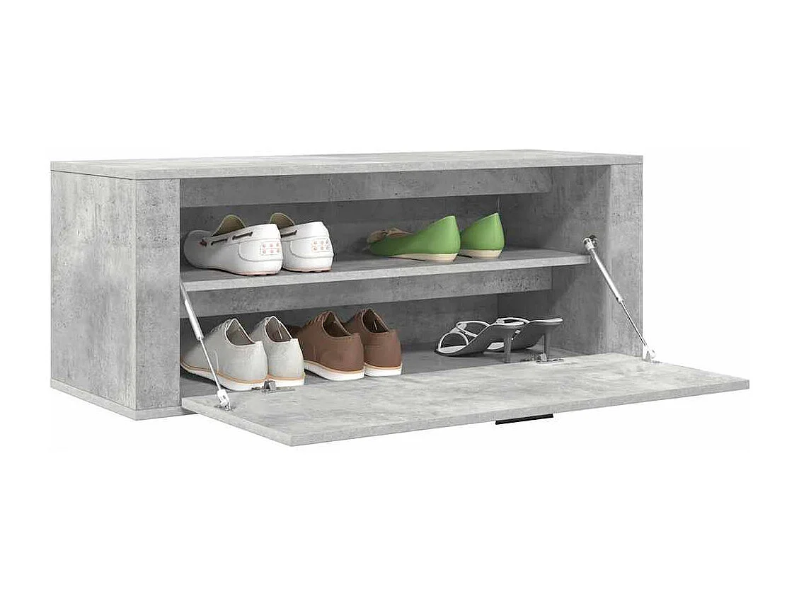 Armoire à chaussures murale Gris béton 100x35x38 cm
