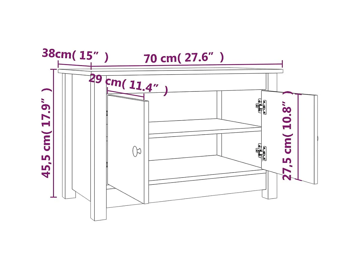 Armoire à chaussures 70x38x45,5 cm Bois de pin massif