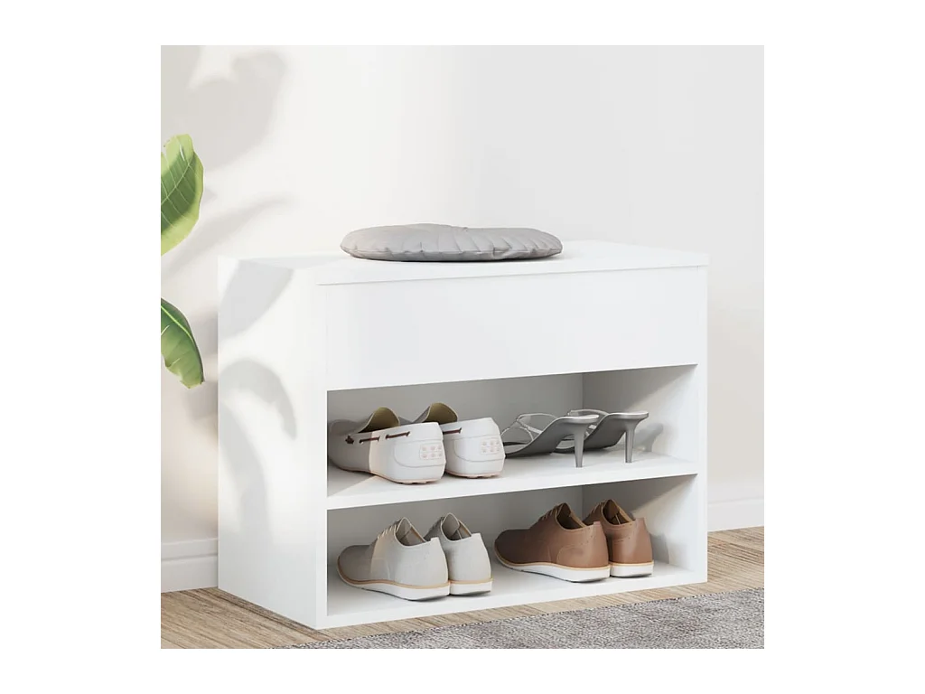Witte schoenenbank 60x30x45 cm Technisch hout