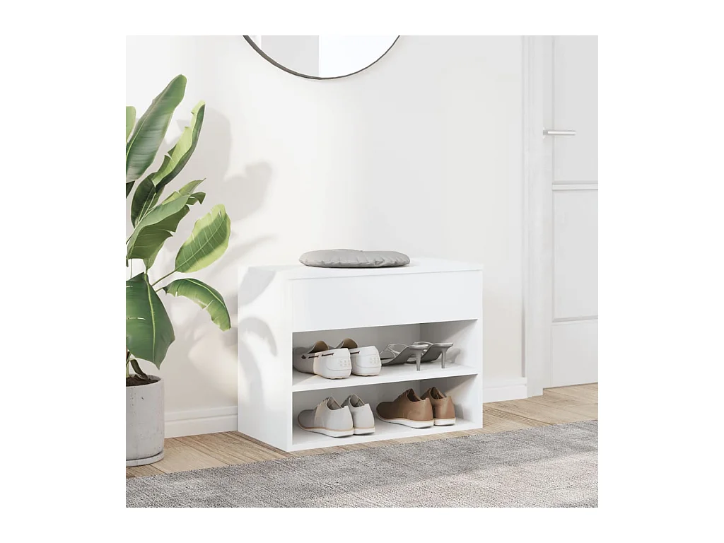 Witte schoenenbank 60x30x45 cm Technisch hout