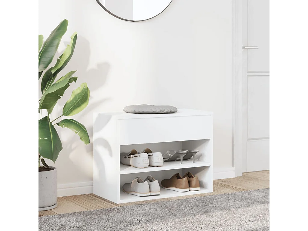 Banco zapatero blanco 60x30x45 cm Madera de ingeniería