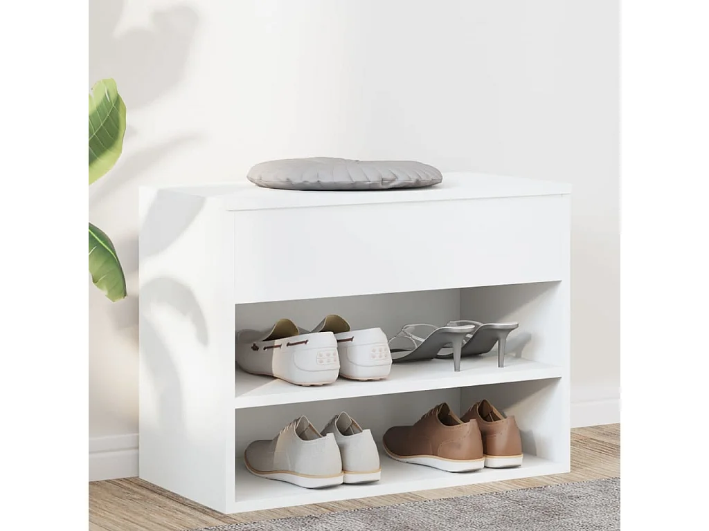 Banco zapatero blanco 60x30x45 cm Madera de ingeniería