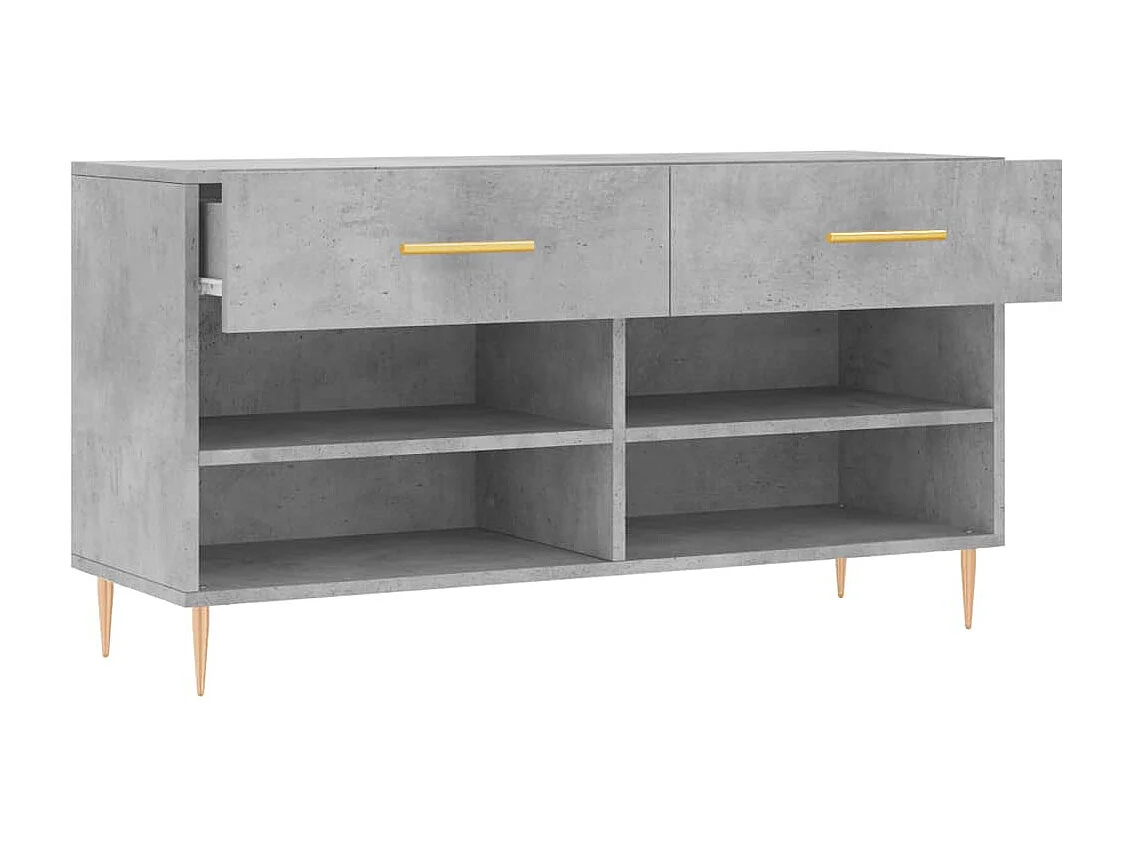 Banc à chaussures gris béton 102x35x55 cm bois d'ingénierie