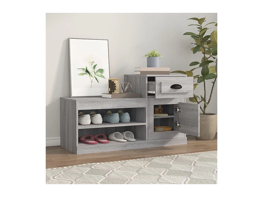 Scarpiera in legno ingegnerizzato grigio Sonoma 100x42x60 cm