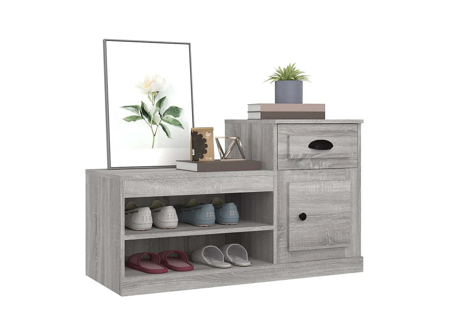 Scarpiera in legno ingegnerizzato grigio Sonoma 100x42x60 cm