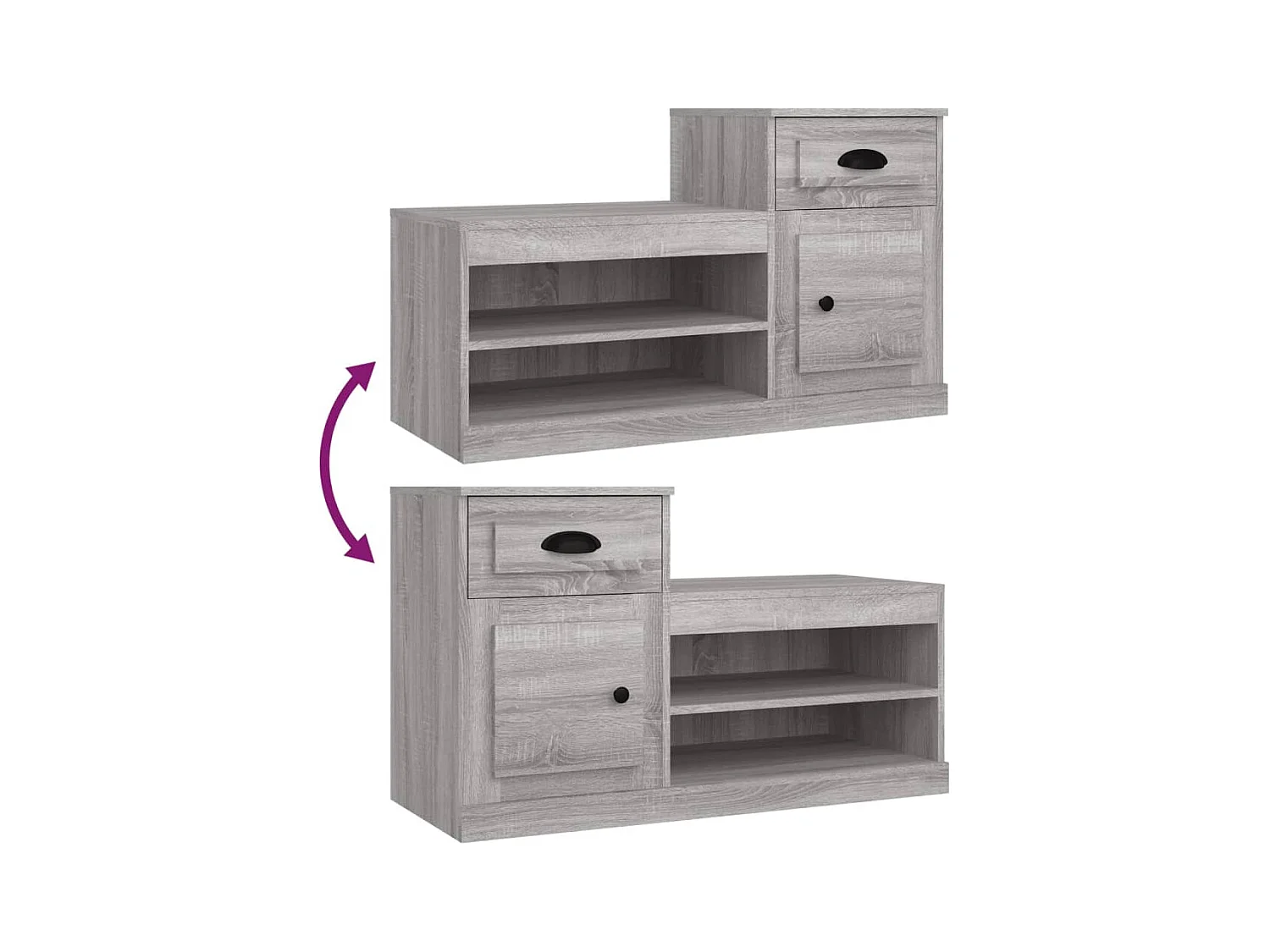 Scarpiera in legno ingegnerizzato grigio Sonoma 100x42x60 cm